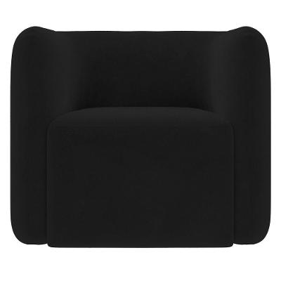 Poltrona Para Sala De Estar Decorativa Quadrada Maggie K04 Veludo Preto - Mpozenato