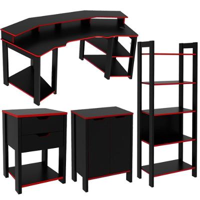 Conjunto Gamer Completo 4 Peças Me41x63x64x66x67 Preto Vermelho Tecno Mobili Preto Vermelho