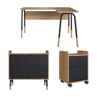 Conjunto Escritório 3 Peças 28001x997x998 Hanover Nero Artesano Hanover Nero