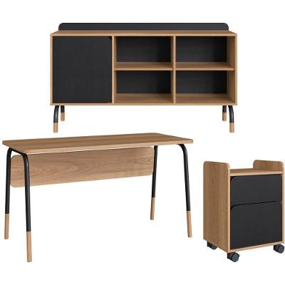 Conjunto Escritorio 3 Peças 988x995x998 Hanover Nero Artesano Hanover Nero