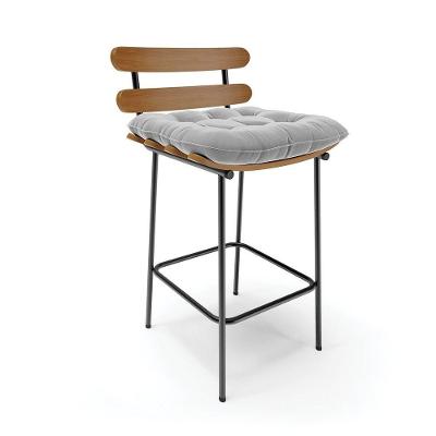 Banqueta Costela Suede Base Metal Cinza