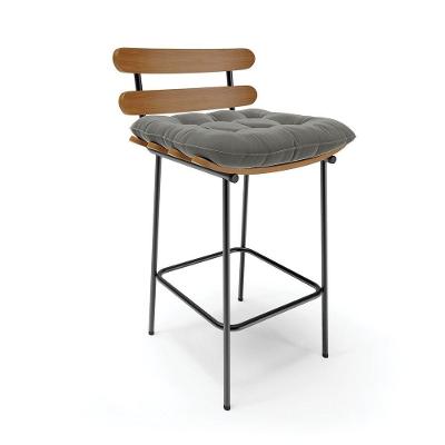 Banqueta Costela Suede Base Metal Grafite
