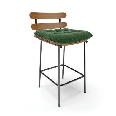 Banqueta Costela Suede Base Metal Verde