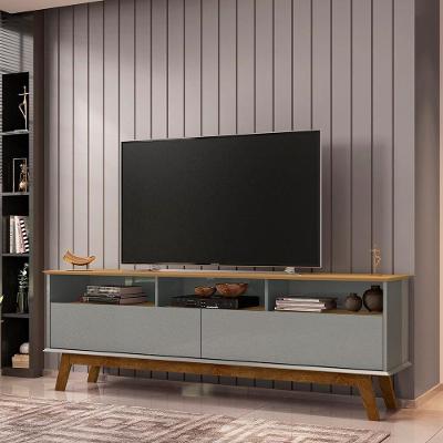 Rack Bancada Para Tv 65" Sala 2 Pts Cinamomo/titanium