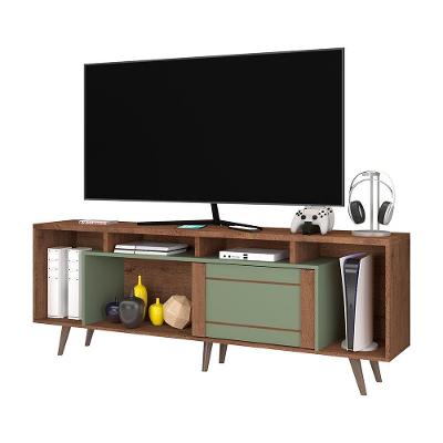 Rack Roma Sala Para Tv Até 75 Polegadas Freijo Rustico-green Fosco Freijo Rustico-green Fosco