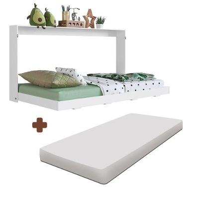 Cama De Solteiro Articulada Branco Com Colchão Gazel Jm Móveis