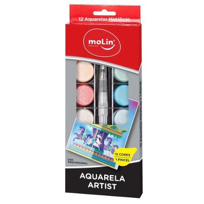 Aquarela Metálica Artist 12 Cores Molin
