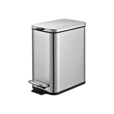 Lixeira Retangular C- Pedal E Balde 5 L Aço Inoxidável Escovado Linha Frame Brinox