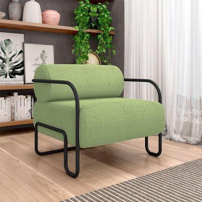 Poltrona Decorativa Sala De Estar Polatsk Base Industrial De Ferro Bouclê Verde Oliva G33