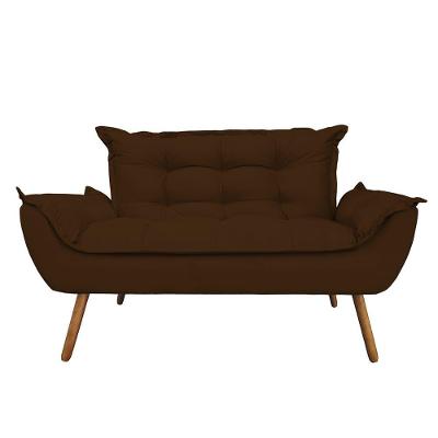 Namoradeira Decorativa Opala 2 Lugares Suede Marrom