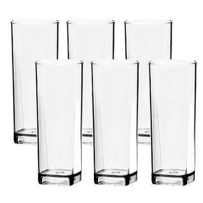 Jogo De Copos 6 Peças Long Drink 350ml Quadrado Transparente