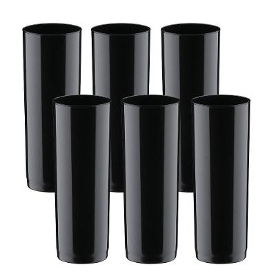Jogo De Copos 6 Peças Long Drink Plástico Festas Eventos Top Cor:preto