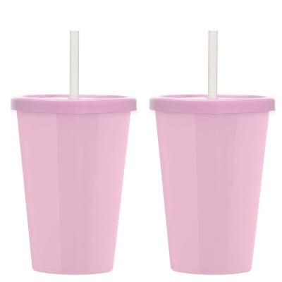 Kit 2 Copos Casal Canudo E Tampa Cinema Filmes 670ml Lisos Cor:rosa
