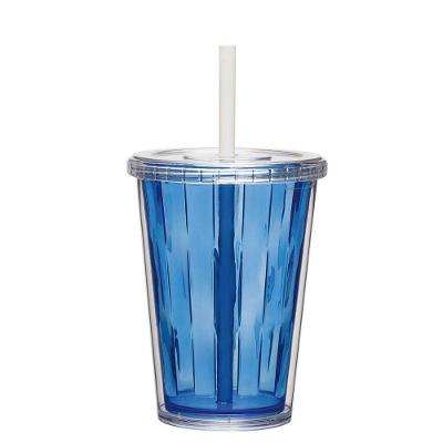 Copo Duplo Multiuso 670ml Com Tampa Canudo Liso Personalizar Cor:azul