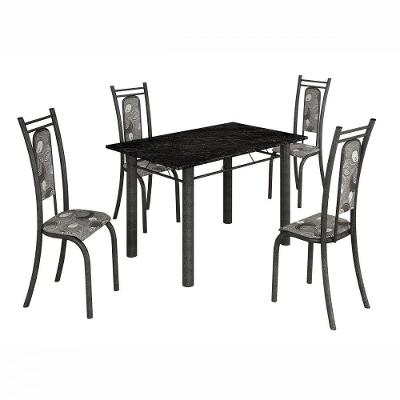 Conjunto De Mesa Paris 1,20m Com 4 Cadeiras Grafite Teixeira Grafite
