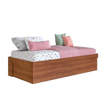 Cama Solteiro Articulável Com Baú Nogal Hezo Jm Móveis