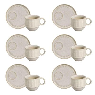 Conjunto De Xícara De Chá Empilhável Com Pires 06 Peças Linhas Latte Porto Brasil