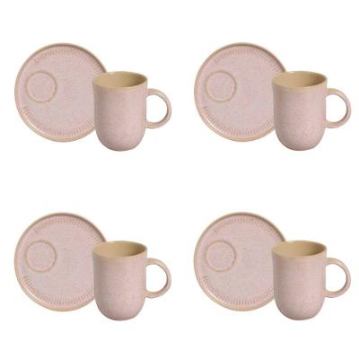 Conjunto De Canecas Com Pires 04 Peças Linhas Litchi Porto Brasil