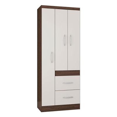 Guarda Roupa Solteiro Milão 3 Portas Chocolate Off White - Poquema