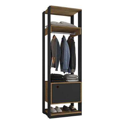 Guarda Roupa Modulado Titan Com Porta Preto Freijó - Móveis Leão
