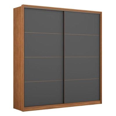 Guarda Roupa Casal Belga 2 Portas Amêndola Grafito - Demartêz