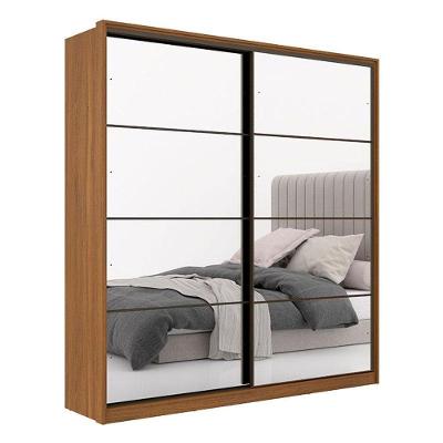Guarda Roupa Casal Belga 2 Portas Em Espelho Amendola Grafito Flex - Demartêz