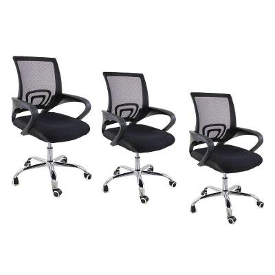 Kit 3 Cadeiras De Escritório Begonia Tela Mesh Ergonômico Preto
