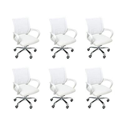Kit 6 Cadeiras De Escritório Begonia Tela Mesh Ergonômico Branco