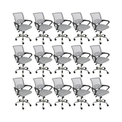 Kit 15 Cadeiras De Escritório Begonia Tela Mesh Ergonômico Cinza