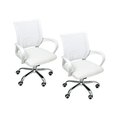 Kit 2 Cadeiras De Escritório Begonia Tela Mesh Ergonômico Branco