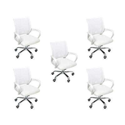 Kit 5 Cadeiras De Escritório Begonia Tela Mesh Ergonômica Branco