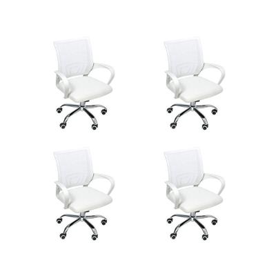 Kit 4 Cadeiras De Escritório Begonia Tela Mesh Ergonômica Branco