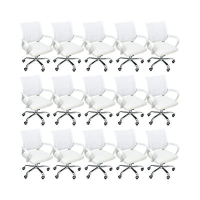 Kit 15 Cadeiras De Escritório Begonia Tela Mesh Ergonômico Branco