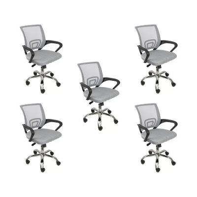 Kit 5 Cadeiras De Escritório Begonia Tela Mesh Ergonômica Cinza