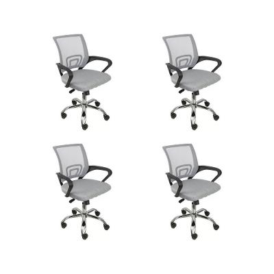 Kit 4 Cadeiras De Escritório Begonia Tela Mesh Ergonômica Cinza