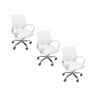 Kit 3 Cadeiras De Escritório Begonia Tela Mesh Ergonômico Branco