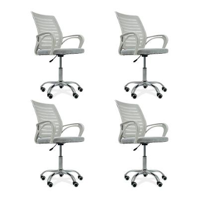 Kit 4 Cadeiras De Escritório Secretaria Diretor Roma Ergonômica - Branca