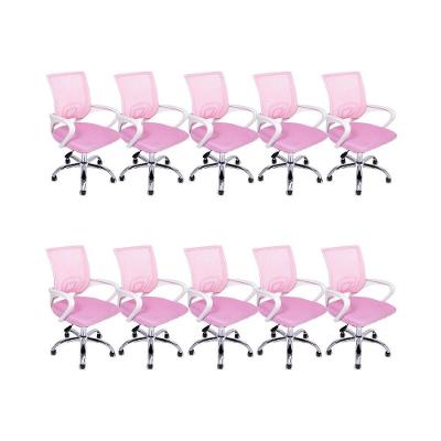 Kit 10 Cadeiras De Escritório Begonia Mesh Ergonômico Rosa