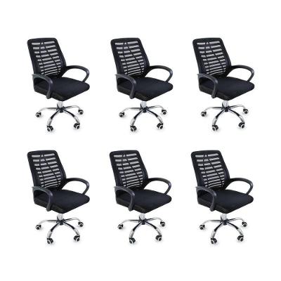Kit 6 Cadeiras De Escritório Esteirinha Mesh Ergonômica Preto
