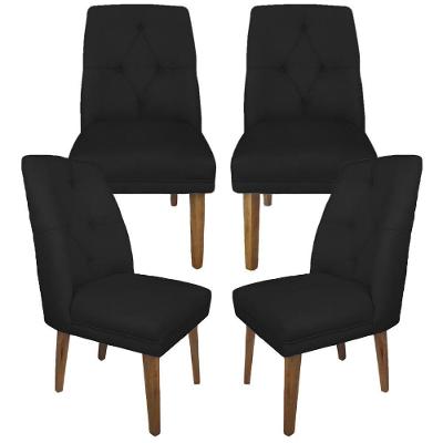 Cadeira Sala De Jantar Kit 4 Maria Suede Preto - Majú Decor