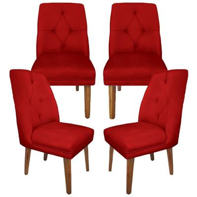Cadeira Sala De Jantar Kit 4 Maria Suede Vermelho - Majú Decor
