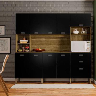 Cozinha Ambiente Intense 10 Portas E 2 Gavetas Freijó Nero - Kits Paraná