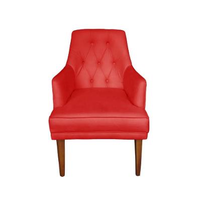 Poltrona Bela Retro Para Sala Escritório Quarto Suede Vermelho - Majú Decor