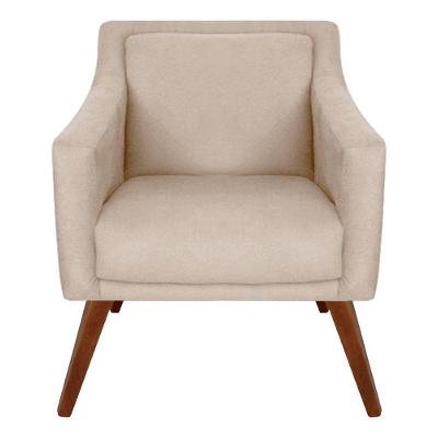 Poltrona Decorativa Adriele Para Sala E Recepção Suede Bege - Majú Decor