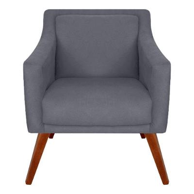 Poltrona Decorativa Adriele Para Sala E Recepção Suede Cinza - Majú Decor