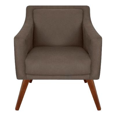 Poltrona Decorativa Adriele Para Sala E Recepção Suede Cappuccino - Majú Decor