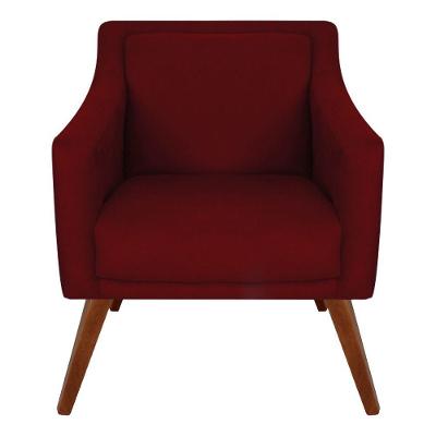Poltrona Decorativa Adriele Para Sala E Recepção Suede Vinho - Majú Decor