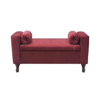 Recamier Bau Rico 140x Suede Rosa Vinho - Majú Decor
