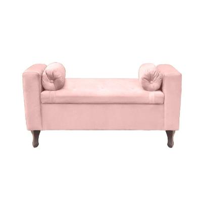Recamier Bau Rico 160x Cama Queen Size Suede Rosa Bebe - Majú Decor