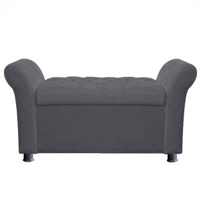 Recamier Baú Sapateira Louis 140x Suede Cinza - Majú Deor
